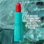 Side profile of Maybelline Green Edition bullet lipstick
