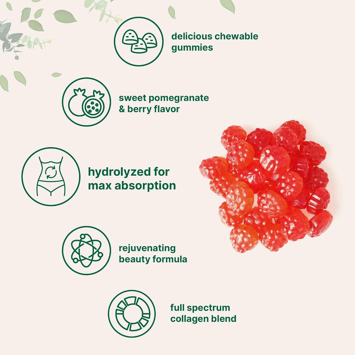 Micro Ingredients pomegranate and berry flavored collagen gummies closeup