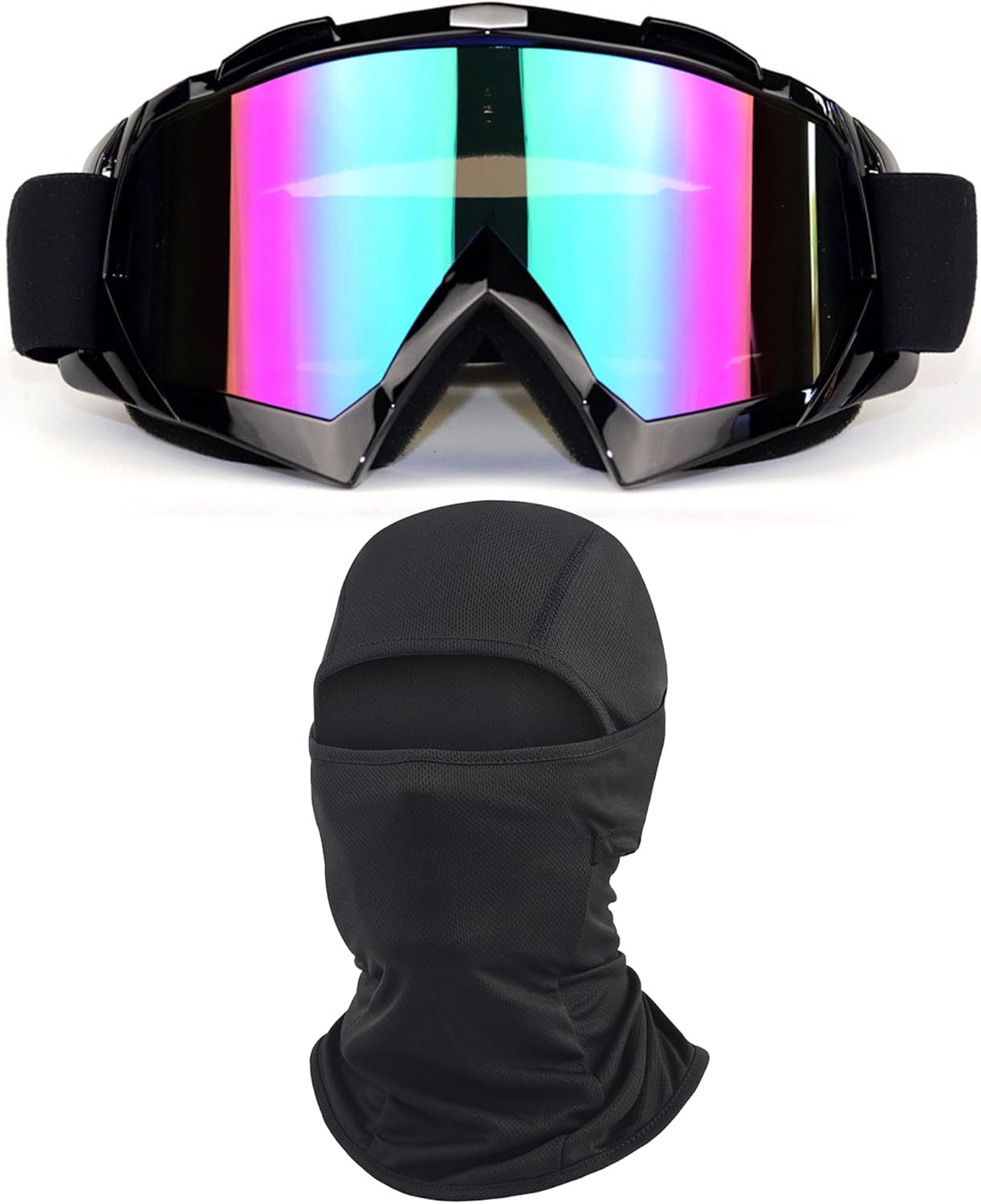 Immoono dirt bike motorcycle goggles with balaclava face cover front view
