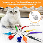 Fuzzy cat wand attachment replacements with built-in bells for indoor kitten play