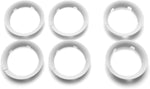 Bugaboo Bee5 White Wheel Caps installed on stroller wheels close up
