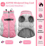 Side view of Aofitee warm dog jacket with reflective trim