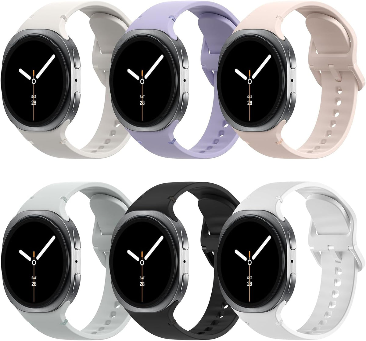 TiMOVO Band Compatible with Samsung Galaxy Watch 9 8 40mm 44mm/Classic 46mm | 6 Pack Galaxy Watch 8 Classic 46mm (2026/2025) Soft Silicone Replacement Sport Strap for Women Men, M/L - Image 13
