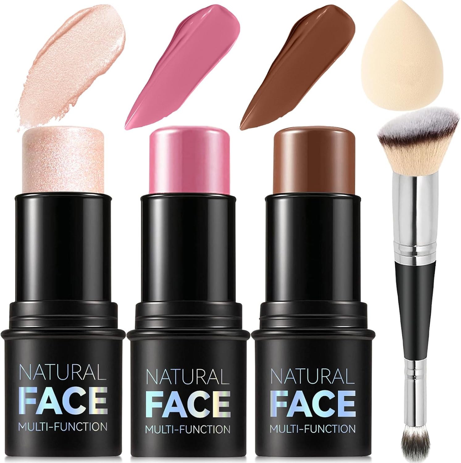 ELALRAU 3Pcs Cream Contour Stick Makeup Kit front view showing the trio set packaging