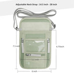 WALNEW Passport Holder Neck Pouch Travel Wallet for Women and Men, RFID Blocking Security Slim Traveling Wallet with Around Neck Lanyard Strap, Light Green - Image 2