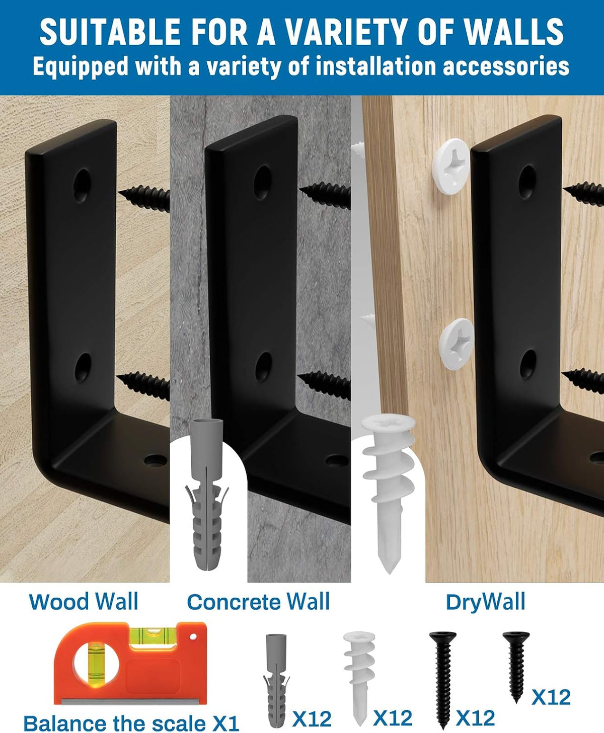 LEOPO metal floating shelf bracket 4 pack