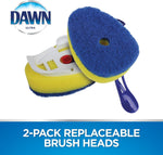Dawn dish wand showing blue non-scratch scrubber sponge head