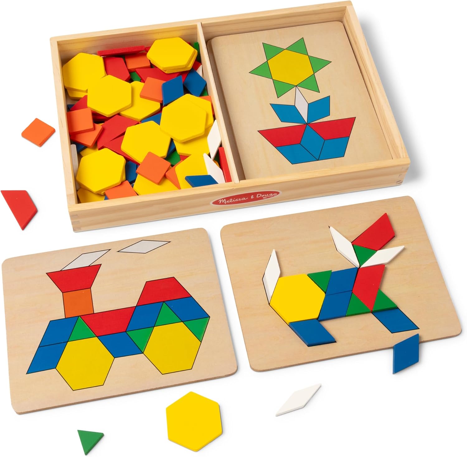 Melissa & Doug Pattern Blocks and Boards educational toy set front view
