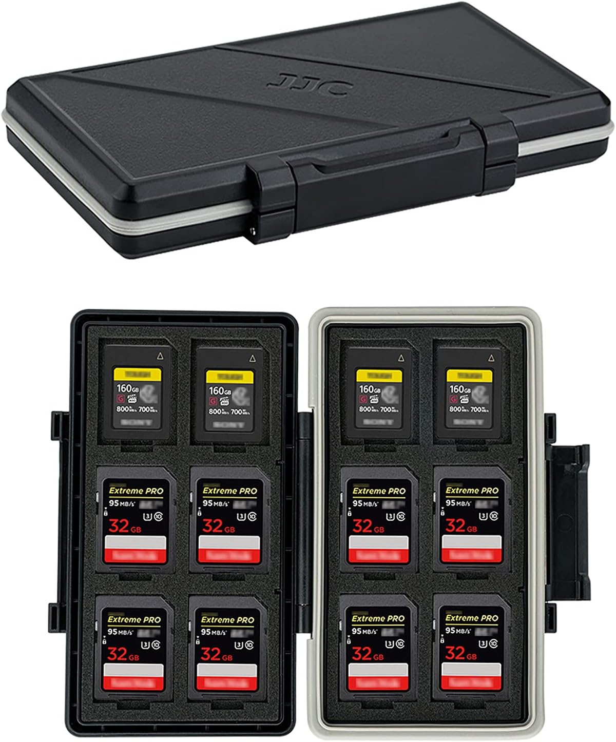 JJC CFexpress Type A and SD card holder case front view