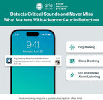Close up of Arlo Essential security camera lens and design
