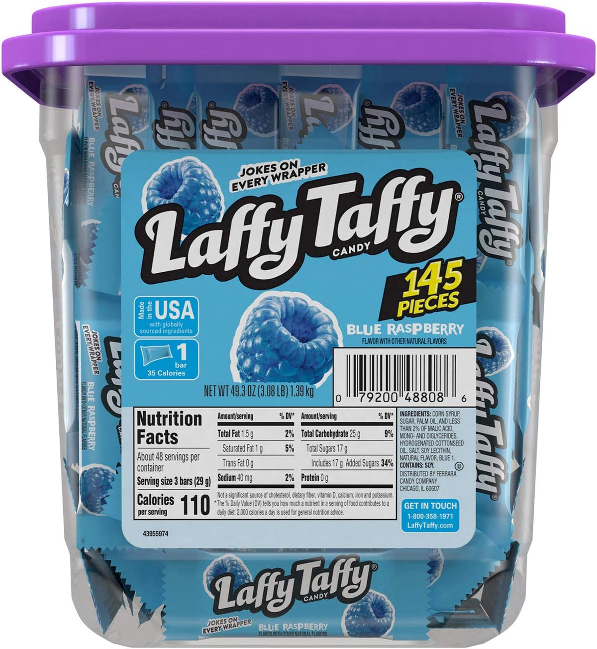 Laffy Taffy Candy, Assorted Fruit Flavored Taffy Candy, Sour Apple, Cherry, Strawberry & Banana Flavors (145 Pieces), 49.3 Ounce - Image 9