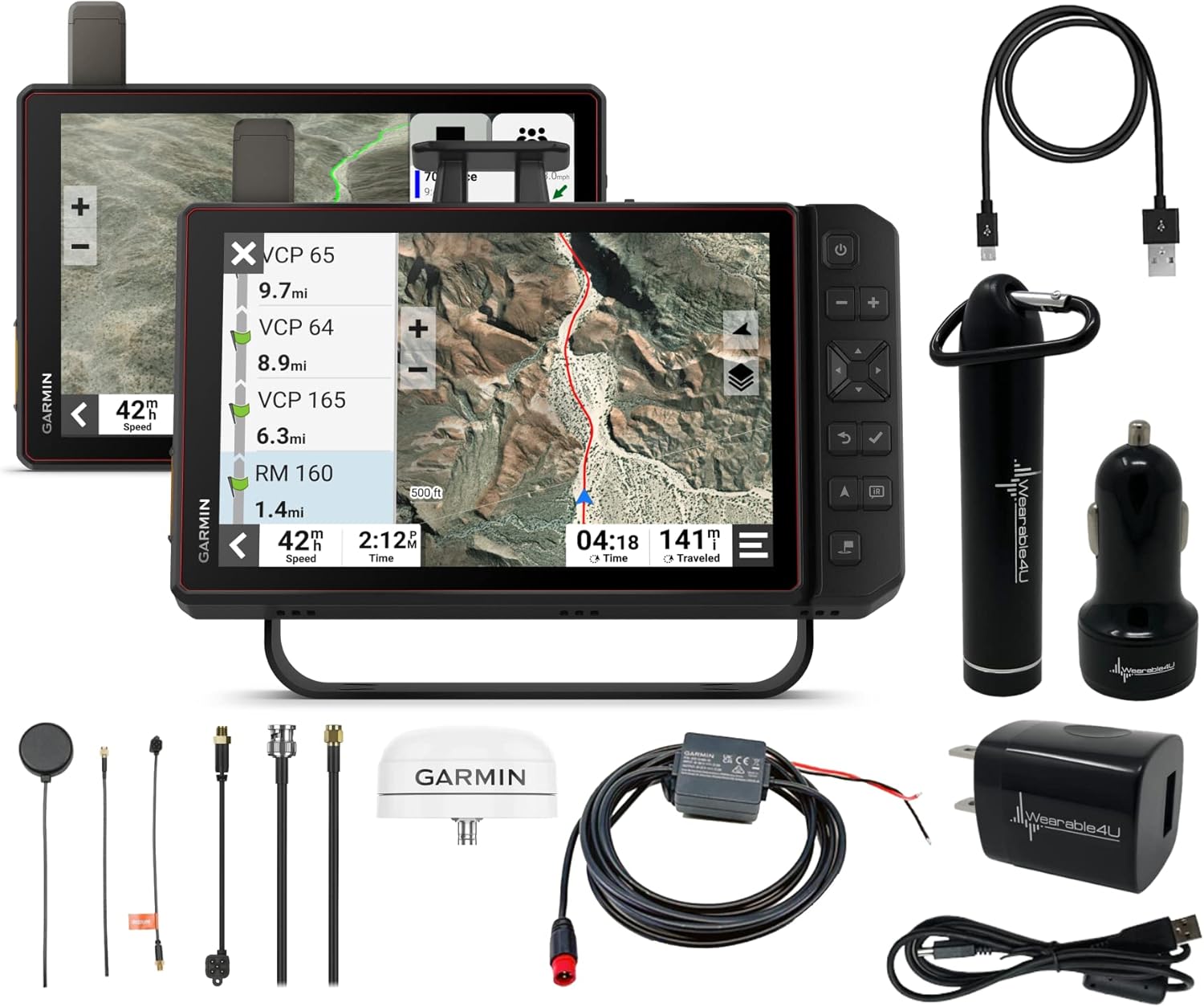 Wearable4U Garmin Tread XL Baja Race Edition navigator front view showcasing the ten inch screen.
