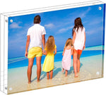 Meetu Acrylic Picture Frame 4x6,Clear Freestanding Double Sided 20mm Thickness Frameless Magnetic Photo Frames Desktop Display with Gift Box Package(5 Pack) - Image 9