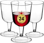 DecorRack 24 Pack Plastic Wine Glasses front view clear stemmed cups