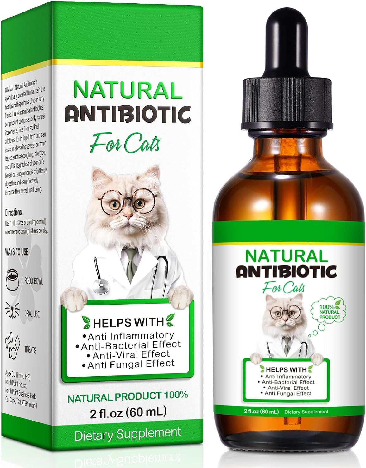 Carmelie natural antibiotic liquid drops for cats front view packaging