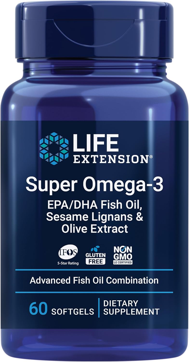 Life Extension Super Omega-3 fish oil bottle front view dietary supplement