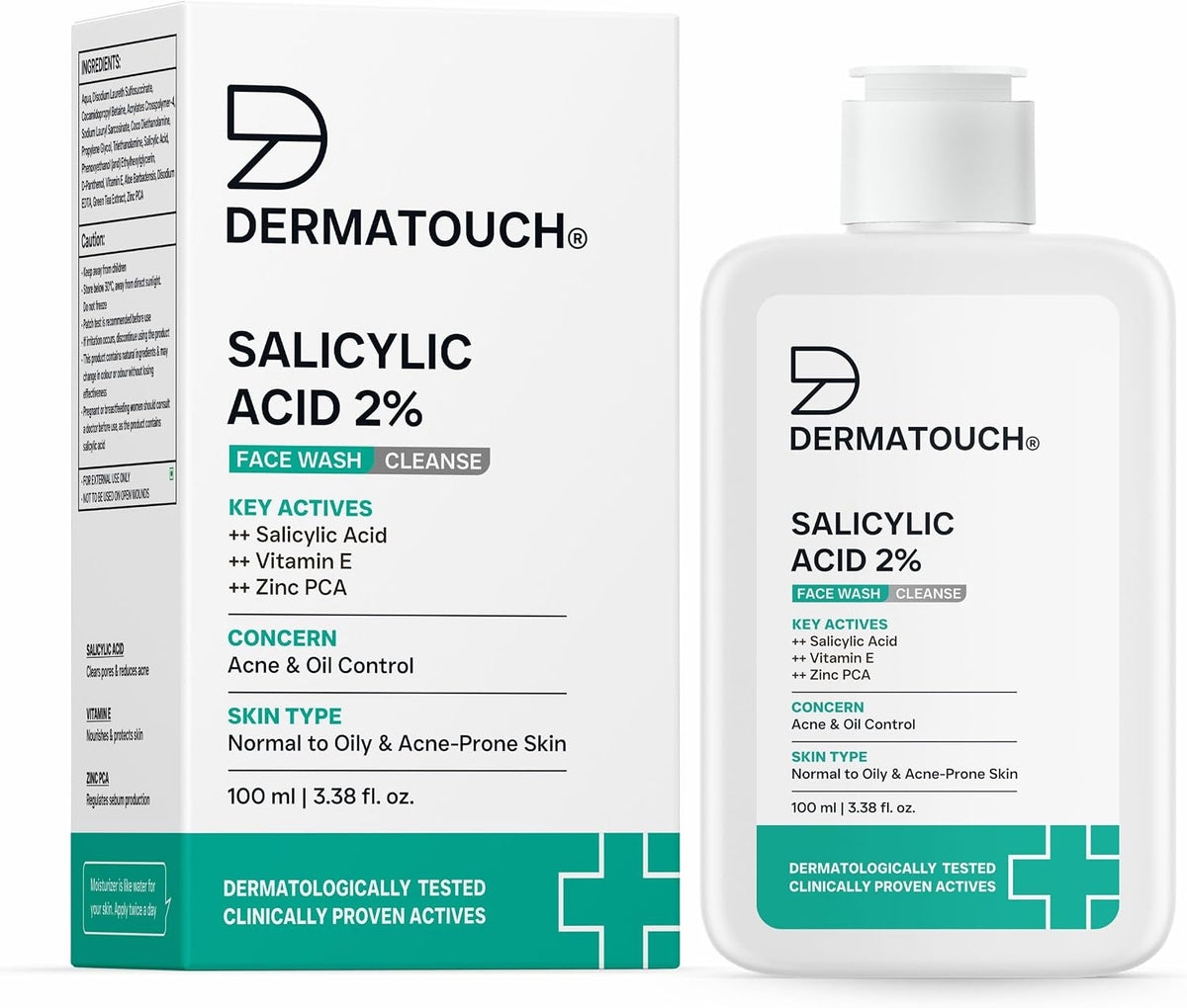 Dermatouch Salicylic Acid 2% Face Wash front view cleanser bottle