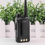 Walkie talkie belt clip installed view for two way radio