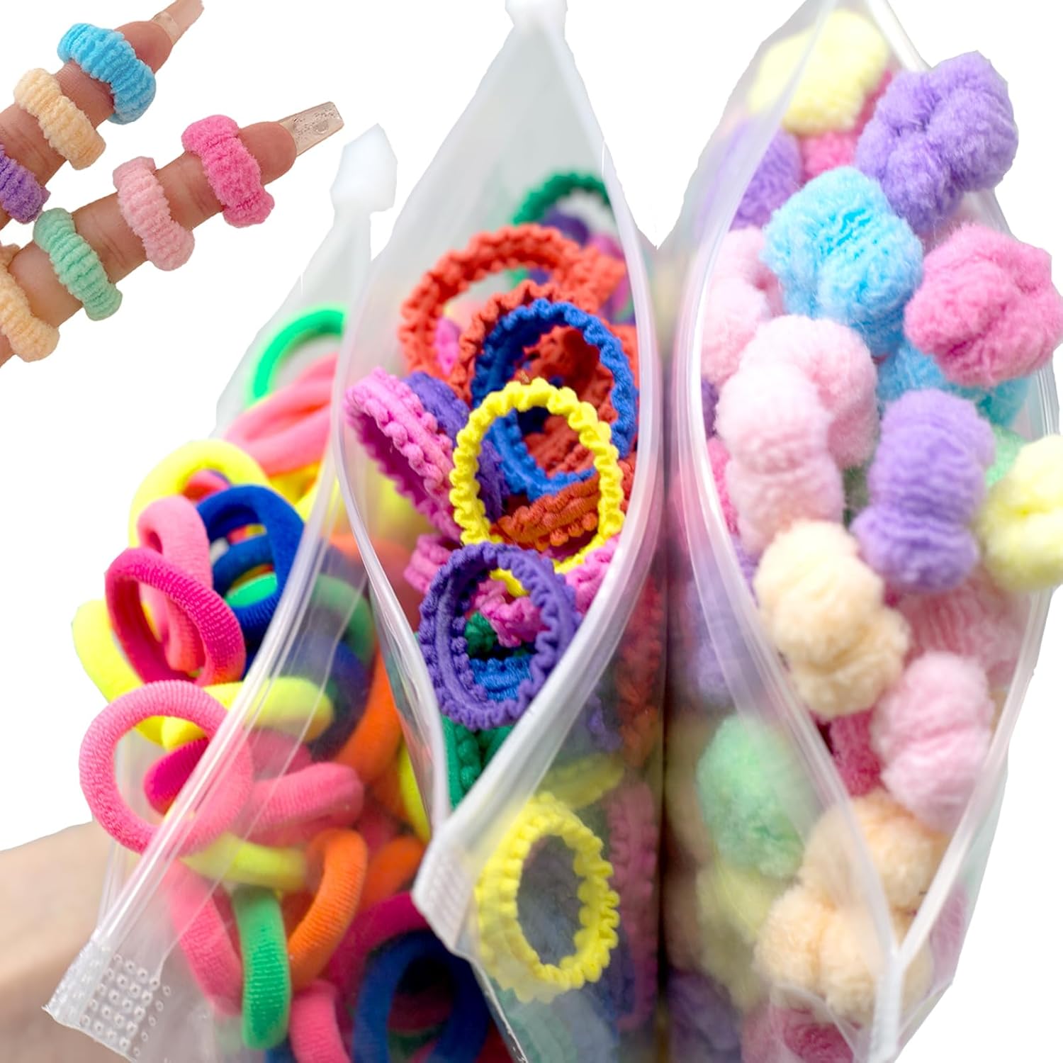 Bluezoo seamless cotton hair ties 250 pieces set front view
