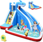 Honey Joy shark theme inflatable water slide front view for kids