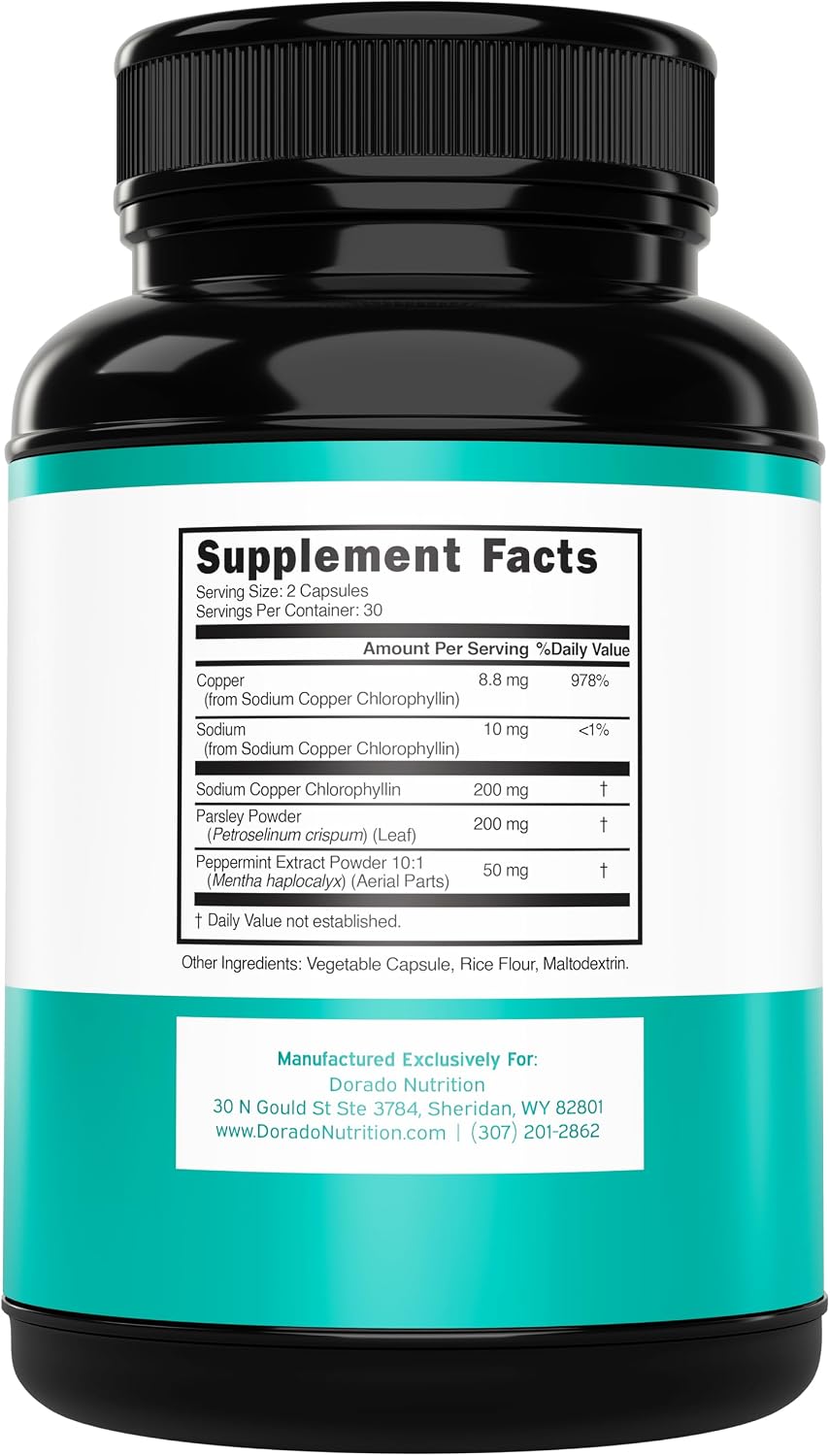 Natural vegan chlorophyll pills for internal deodorizing