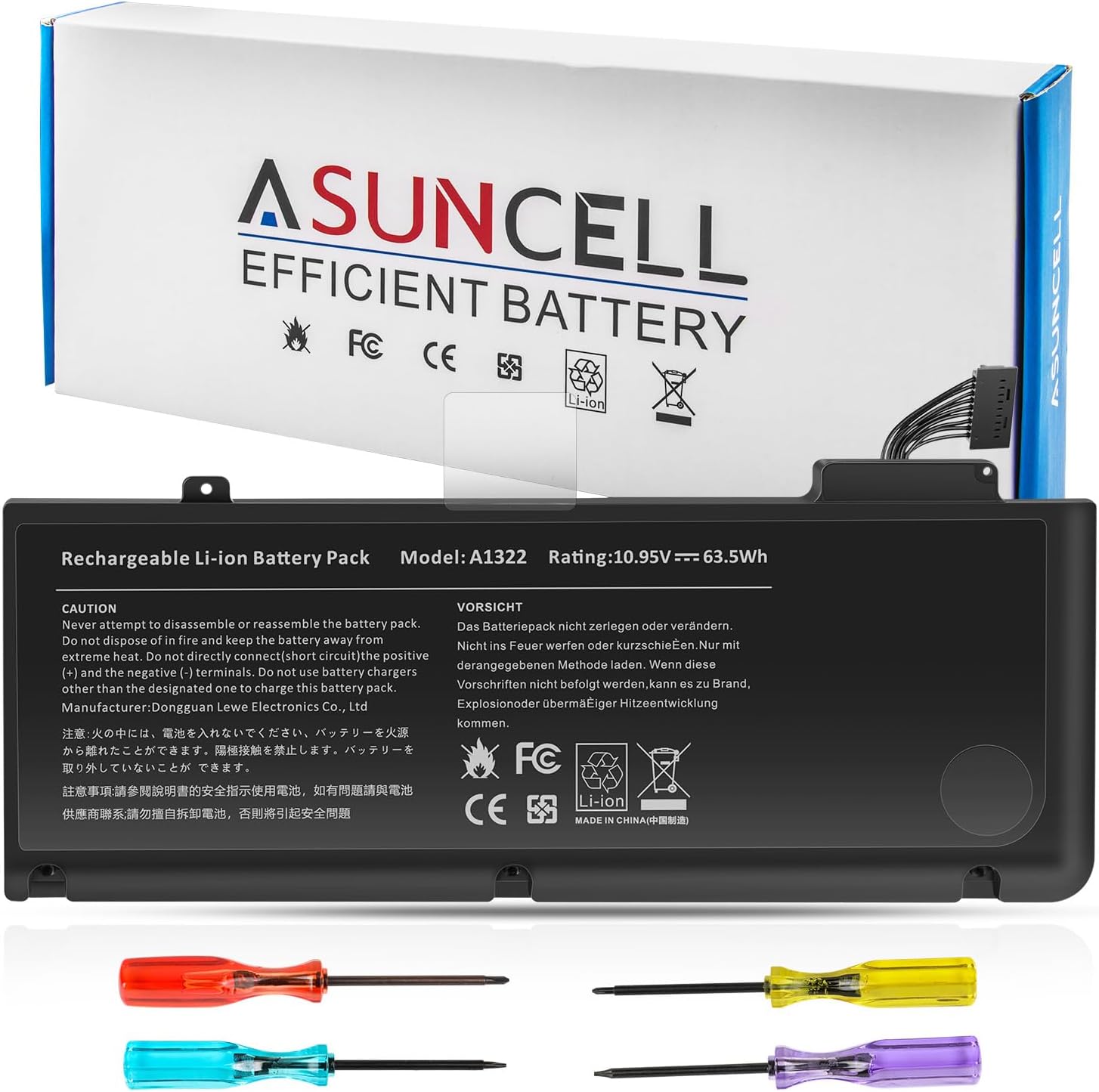 Asuncell MacBook Pro laptop battery front view premium replacement power cell
