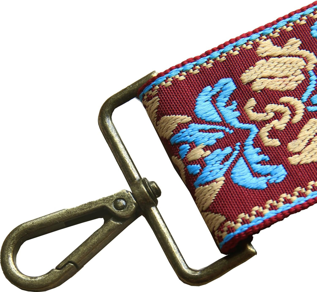 Yiaizhuo embroidered jacquard canvas handbag strap showing floral pattern