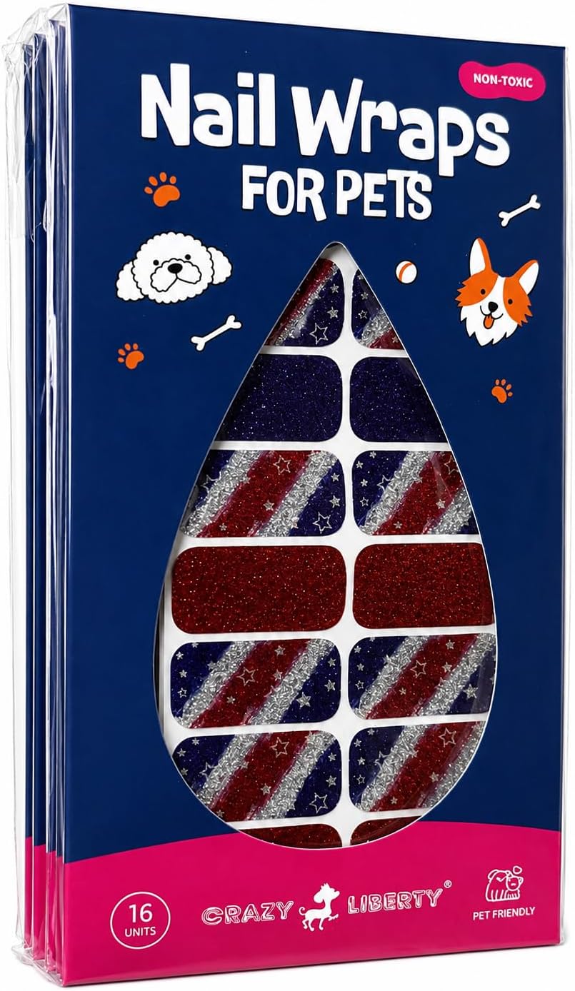 Crazy Liberty pet nail stickers patriotic design sheet with nail file accessory