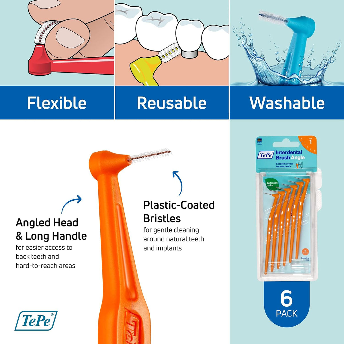 TePe interdental brush plastic coated wire detail