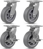 6 Inch Rubber Wheels (Flat Tread)- Heavy Duty Casters, Industrial Caster Wheels- with up to 1000 LB Capacity- Use for Dollies, Utility and Maintenance Carts(1 Rigid) - Image 9