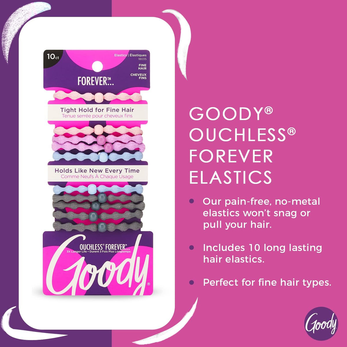 Goody Ouchless Forever hair ties assorted colors display