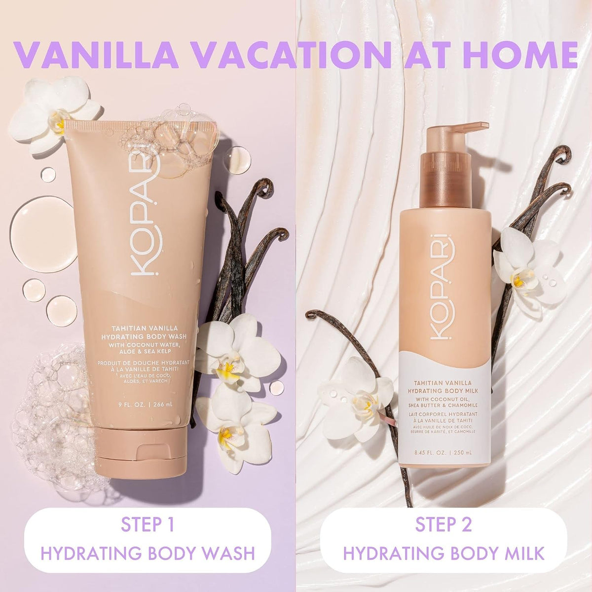 Kopari Hydrating Body Milk bottle texture and label showcase