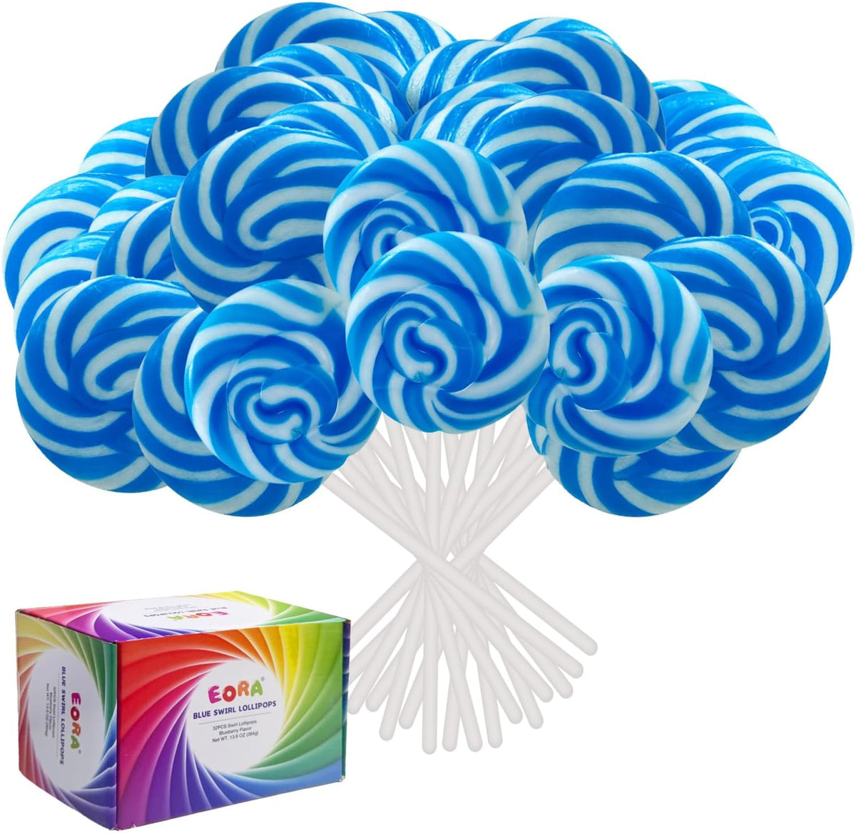 Rainbow Twisty & Swirl Lollipops 32 Pack, Mermaid Swirl Suckers Bulk Candy | Blueberry Flavor Individually Wrapped Unicorn Candy Swirl Lollipop Suckers, Unicorn Birthday Parties Goodie Bags, Daily Snack - Image 9