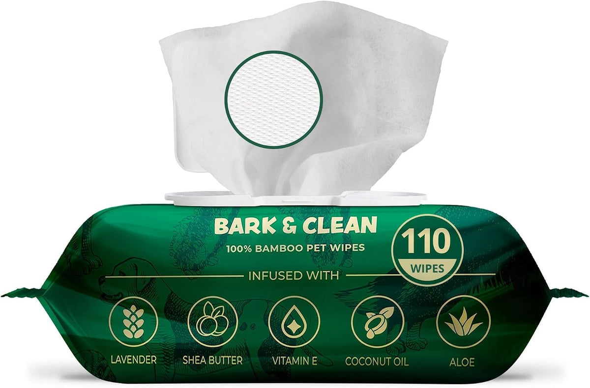 Bark & Clean Dog Wipes for Paws and Butt, 50 Count, Extra Large, Thick 8.5" x 9" Hypoallergenic Bamboo Puppy Compostable Cleaning & Deodorizing Grooming Wipes with Lavender - Image 10