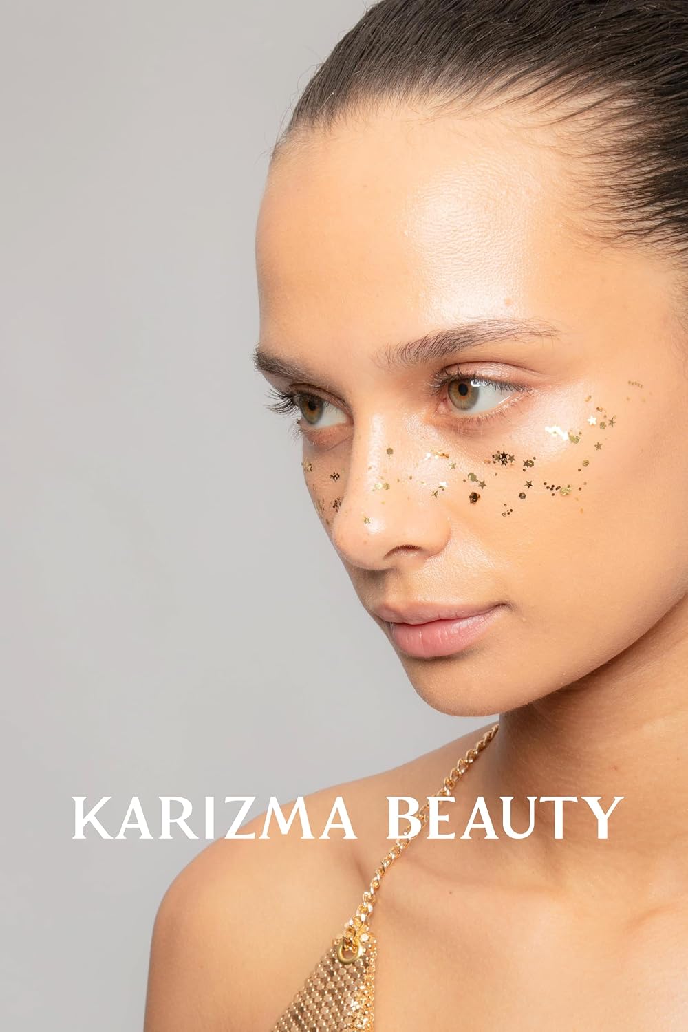 KARIZMA 24K gold cosmetic glitter texture and sparkle swatch
