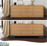 Heavy duty furniture risers showing trapezoidal stability design
