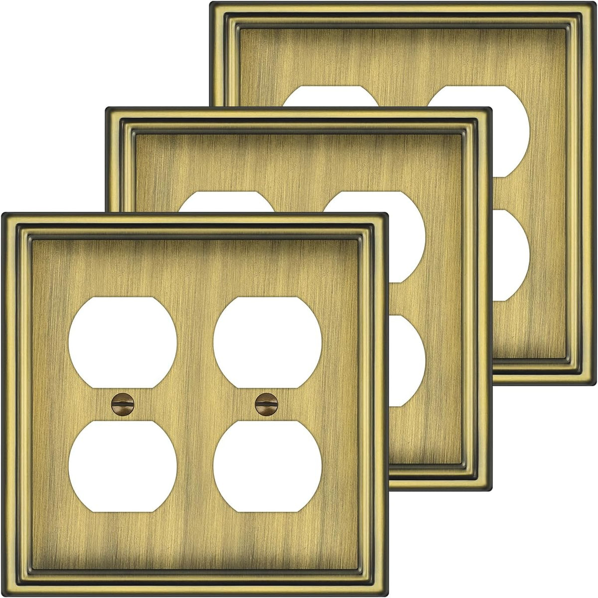 6 Pack Single Decorator Switch Covers Wall Plate, Antique Brass Decorative Rocker Switch Plates Outlet Covers for Receptacle, GFCI Outlet, Dimmer - Classic Style, 1 Gang Decorator - Image 13