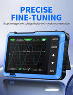 FNIRSI DSO-510 digital oscilloscope showing waveform graph on TFT screen