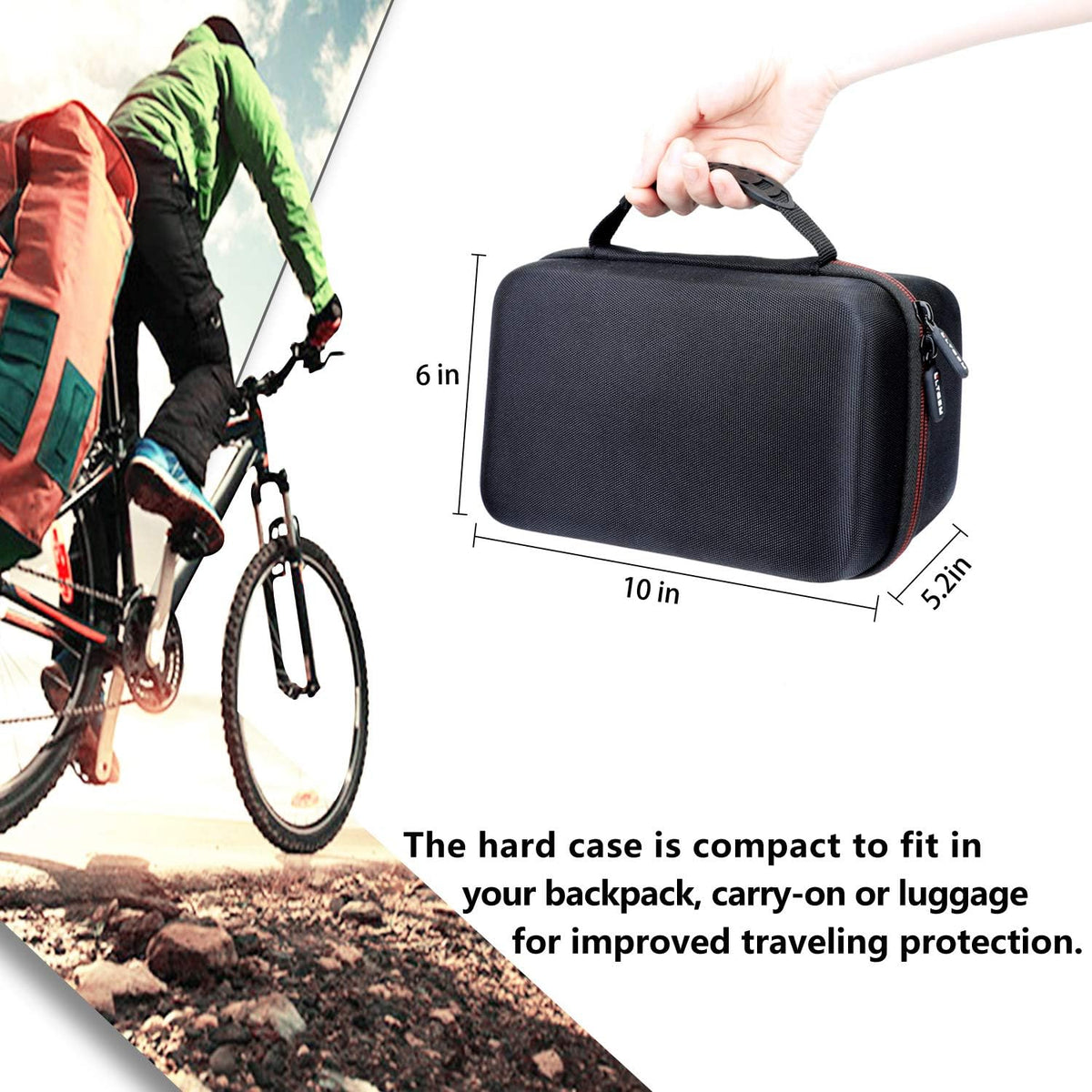 L LTGEM hard case side profile highlighting 360-degree smooth zipper closure
