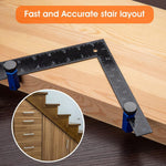Stair stringer layout using Smgda framing square stops