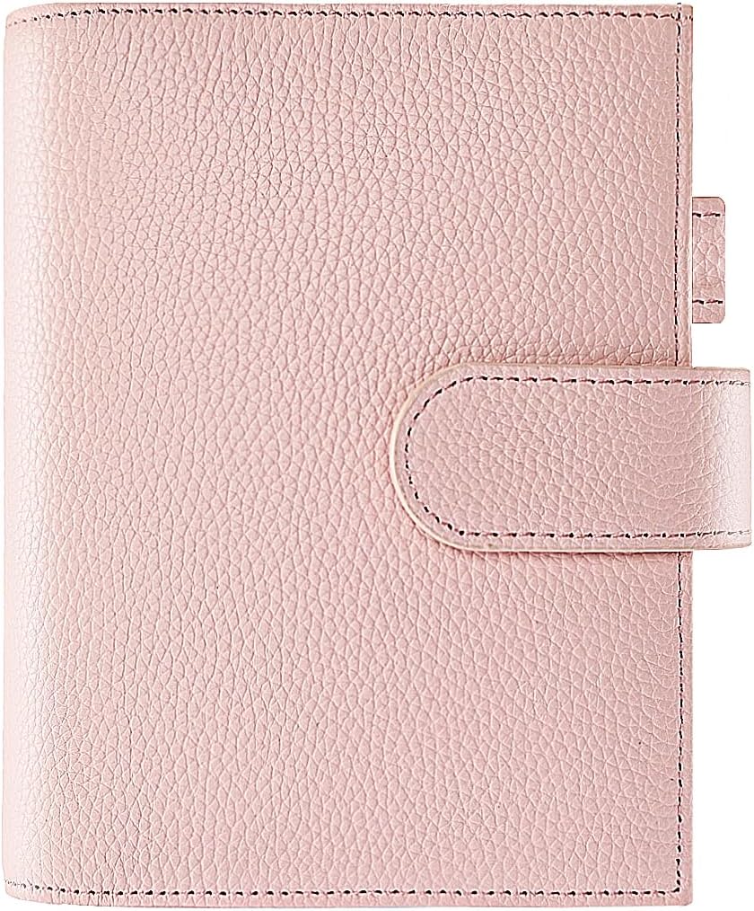 Ox Knight genuine leather cover for A6 notebooks pink front view