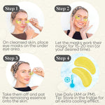 Back view of Bloomora eye patches box with ingredients and details