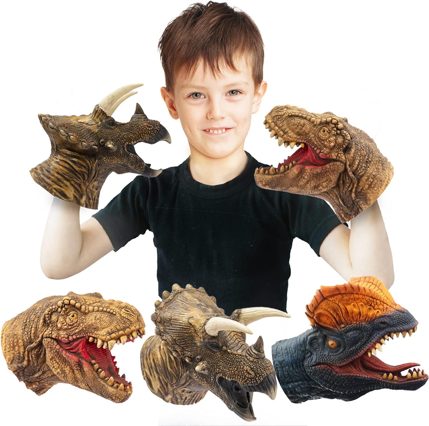Yolococa dinosaur hand puppets front view realistic latex