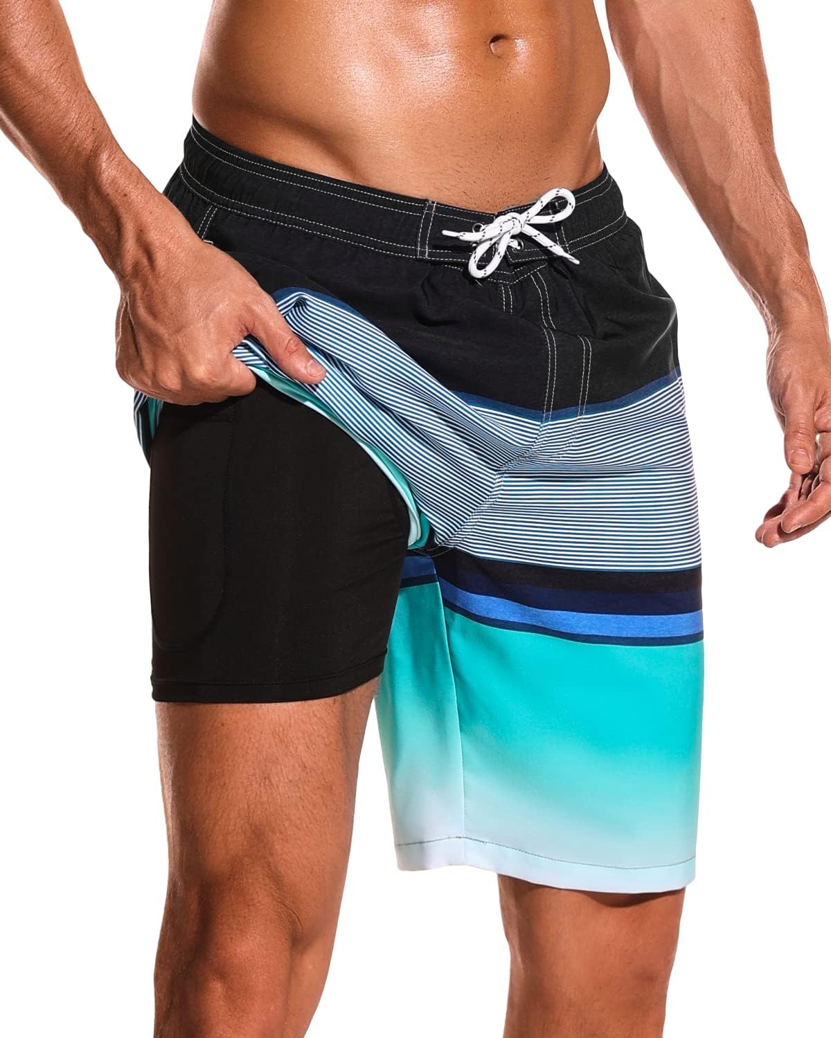 SILKWORLD men swim trunks front view gradient pattern