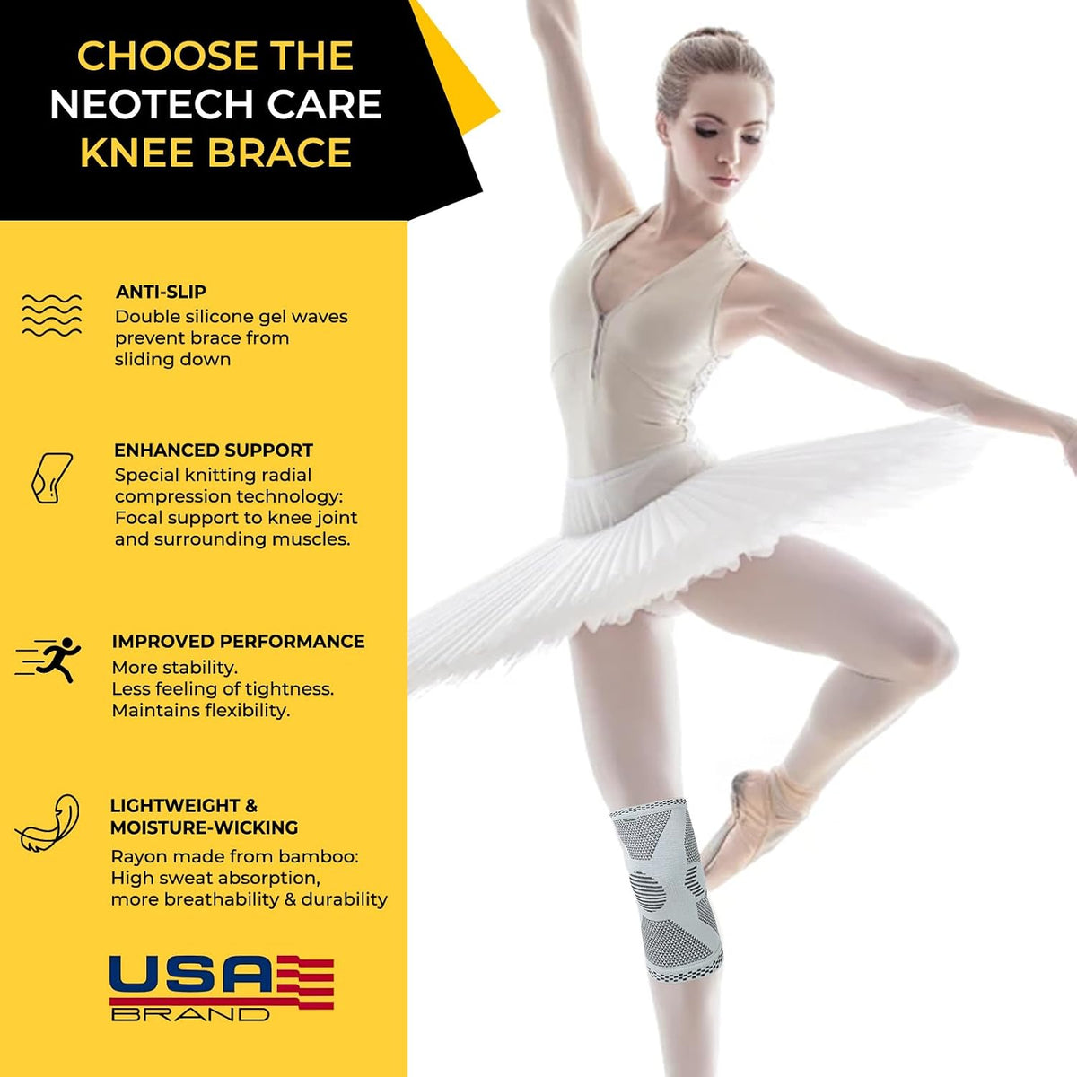 NEOtech Care knee brace packaging and product label details
