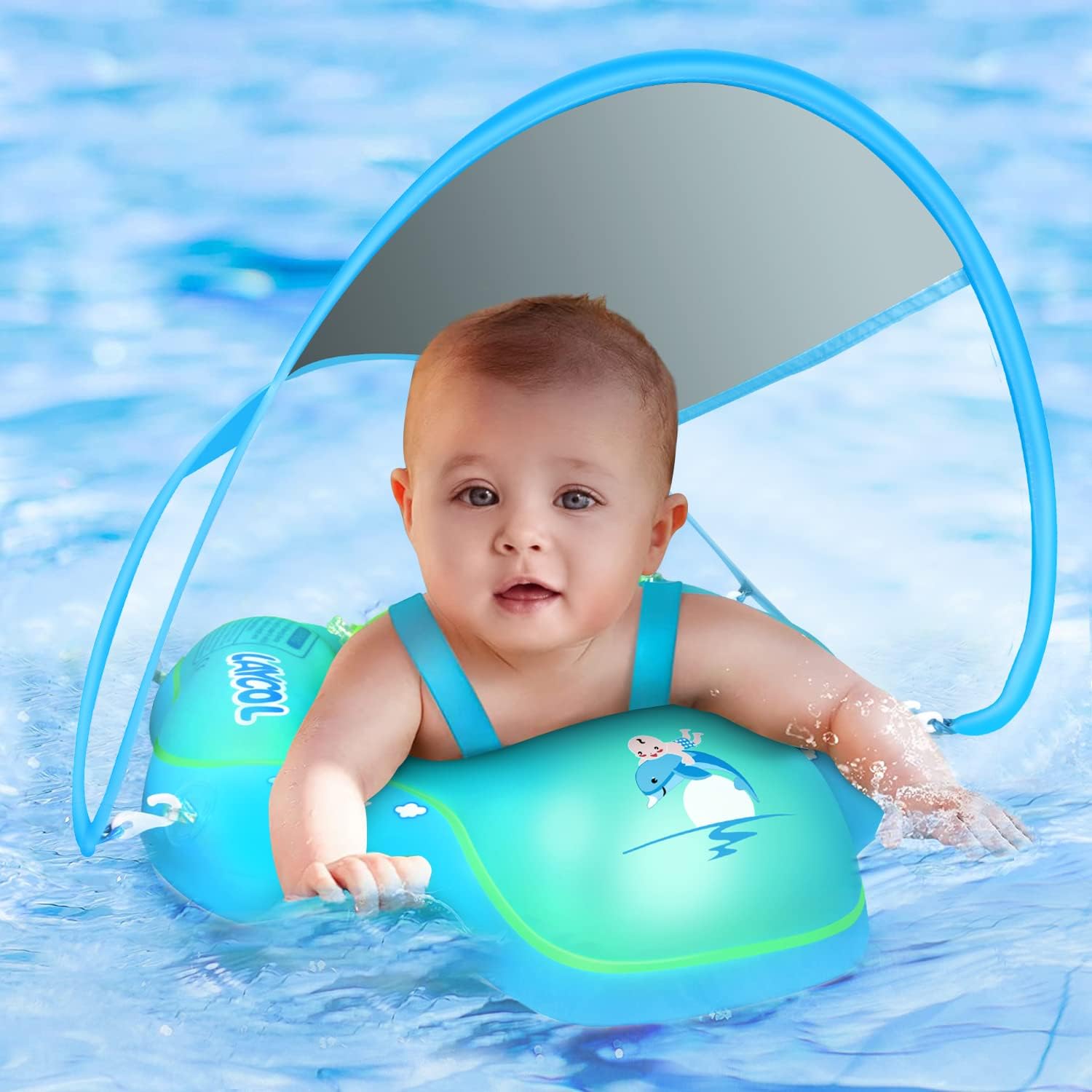Laycol baby pool float with canopy front view