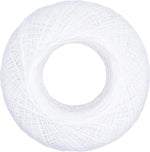 Red Heart Extra Fine Crochet Thread spool displayed with project details.