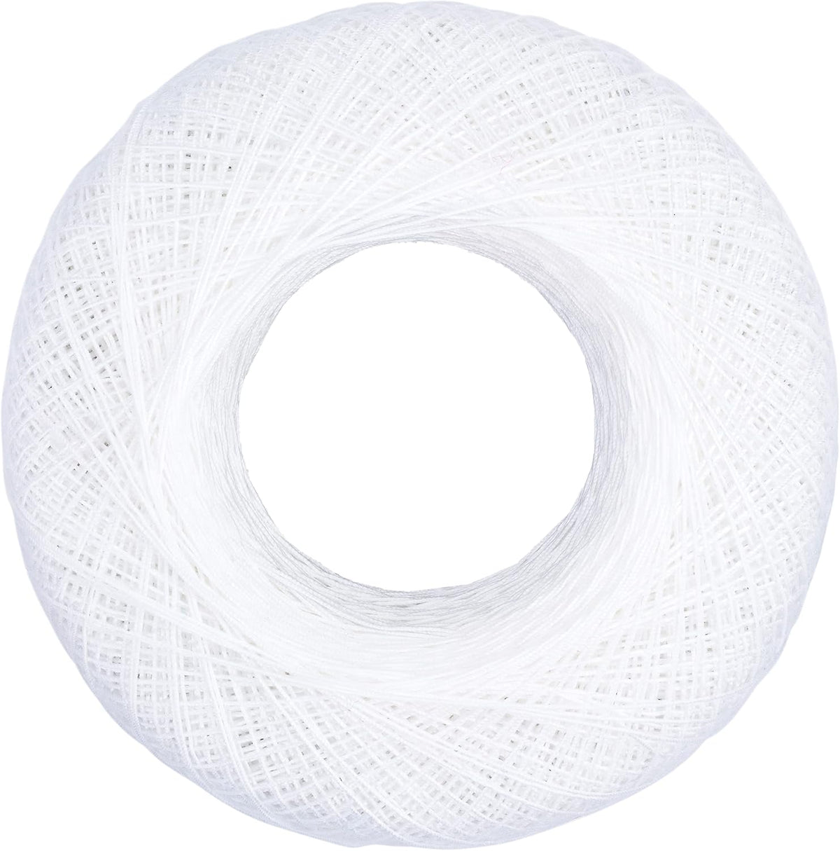 Red Heart Extra Fine Crochet Thread spool displayed with project details.