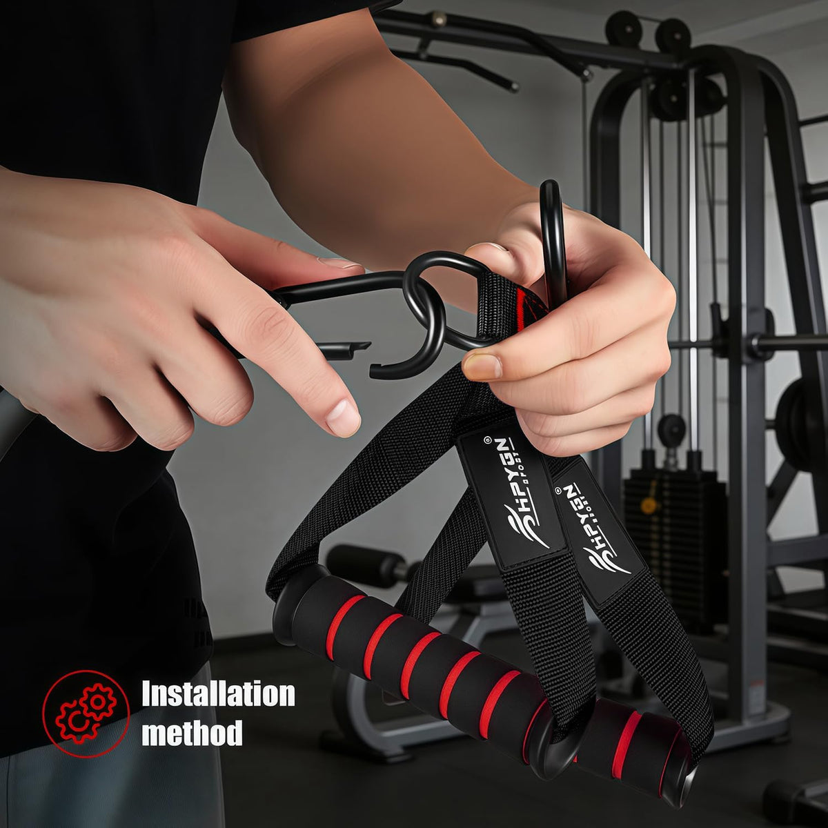 HPYGN resistance band handle paired with pulley system