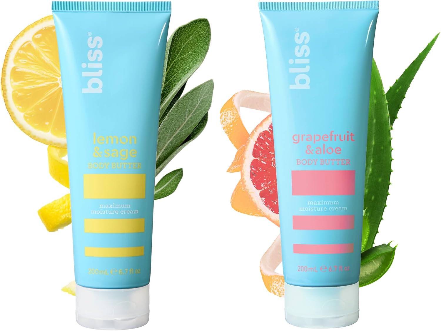 Bliss Body Butters Duo Lemon and Sage and Grapefruit and Aloe front view